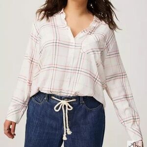 Torrid new Drop Shoulder Button-Front plaid Shirt size large